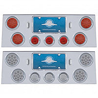 Stainless Steel Rear Center Panel w/ 4 X 12 LED 4" Reflector Light & 3 X 13 LED 2-1/2" Light & Visor - Red LEDs (Red or Clear Lens)