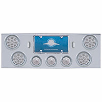 Chrome Rear Center Panel +4 X LED 4" Refl. Lights & 3 X LED 2-1/2" Beehive Lights & Visors - Red LEDs (Red or Clear Lens)