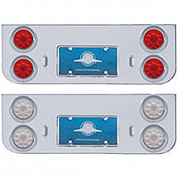 Chrome Rear Center Panel w/ 4 X 10 LED 4" Lights & Visors - Red LEDS (Red or Clear Lens)