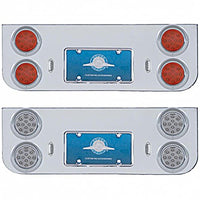 Chrome Rear Center Panel w/ 4 X 12 LED 4" Reflector Lights & Visors - Red LEDs (Red or Clear Lens)