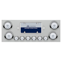 Stainless Steel Rear Center Panel w/ 4 X 10 LED 4" Lights & 6 X 9 LED 2" Lights & Visors - Red LEDs (Red or Clear Lens)