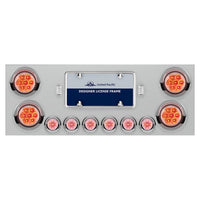 Stainless Steel Rear Center Panel w/ 4 X 7 LED 4" Reflector Lights & 6 X 9 LED 2" Lights & Visors - Red LEDs (Red or Clear Lens)
