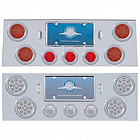 Stainless Steel Rear Center Panel +4 X LED 4" Refl. Light & 3 X LED 2-1/2" Beehive Light & Bezel - Red LEDs (Red or Clear Lens)