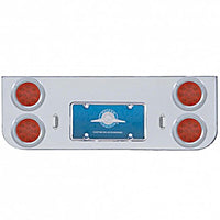 Chrome Rear Center Panel w/ 4 X 12 LED 4" Reflector Lights & Bezels - Red LEDs (Red or Clear Lens)