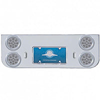 Chrome Rear Center Panel w/ 4 X 12 LED 4" Reflector Lights & Bezels - Red LEDs (Red or Clear Lens)