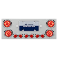 Stainless Steel Rear Center Panel w/ 4 X 10 LED 4" Lights & 6 X 9 LED 2" Lights - Red LEDs (Red or Clear Lens)