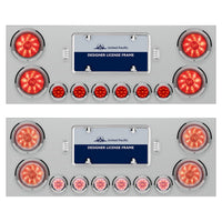 Stainless Steel Rear Center Panel w/ 4 X 10 LED 4" Lights & 6 X 9 LED 2" Lights - Red LEDs (Red or Clear Lens)