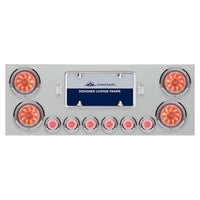 Stainless Steel Rear Center Panel w/ 4 X 10 LED 4" Lights & 6 X 9 LED 2" Lights - Red LEDs (Red or Clear Lens)