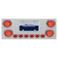 Stainless Steel Rear Center Panel w/ 4 X 7 LED 4" Reflector Lights & 6 X 9 LED 2" Lights - Red LEDs (Red or Clear Lens)