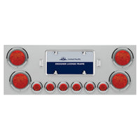 Stainless Steel Rear Center Panel w/ 4 X 7 LED 4" Reflector Lights & 6 X 9 LED 2" Lights - Red LEDs (Red or Clear Lens)