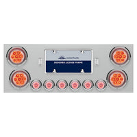 Stainless Steel Rear Center Panel w/ 4 X 7 LED 4" Reflector Lights & 6 X 9 LED 2" Lights - Red LEDs (Red or Clear Lens)