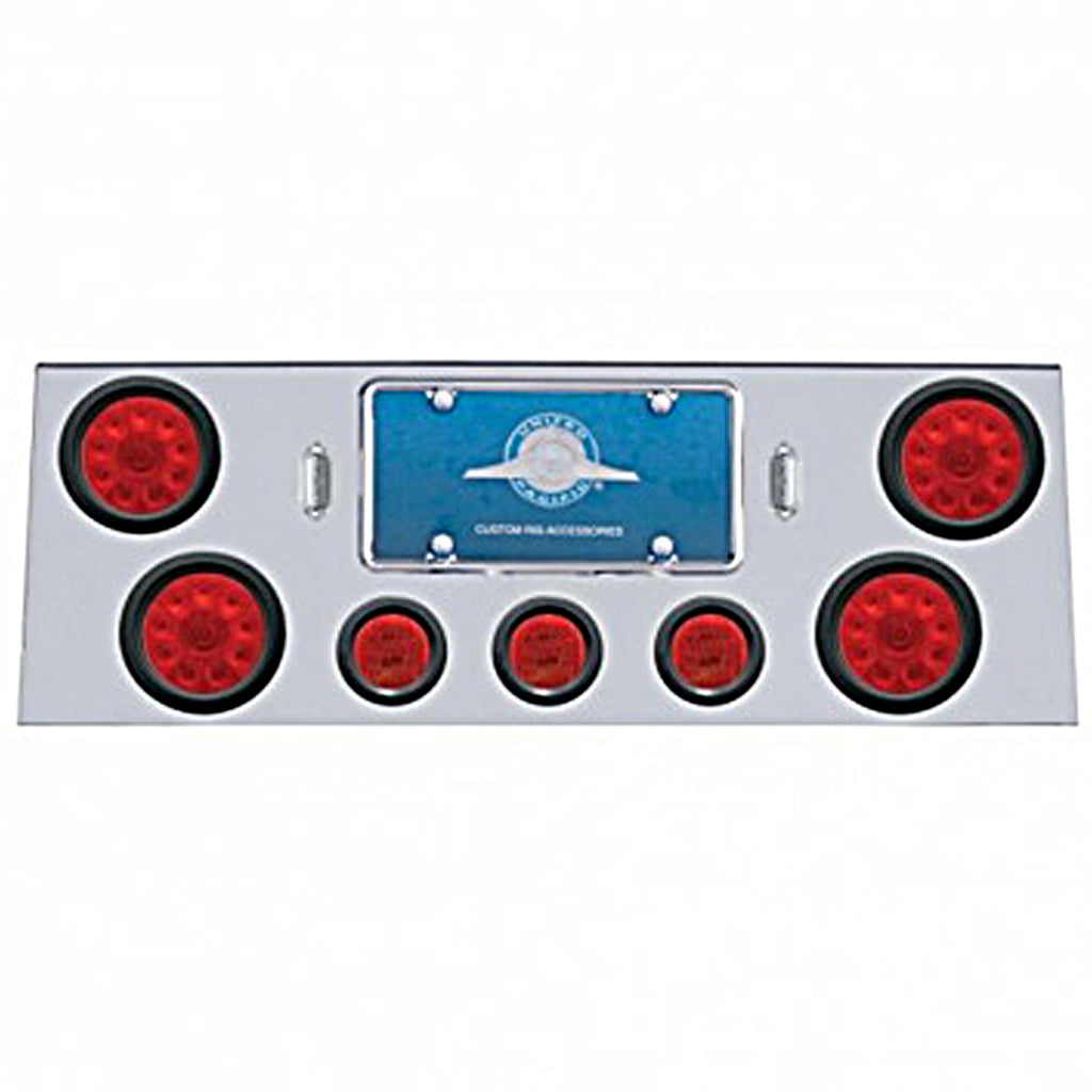 Stainless Steel Rear Center Panel w/ 4 X 10 LED 4" Lights & 3 X 13 LED 2-1/2" Lights - Red LEDs (Red or Clear Lens)