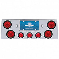 Stainless Steel Rear Center Panel w/ 4 X 10 LED 4" Lights & 3 X 13 LED 2-1/2" Beehive Lights - Red LEDs (Red or Clear Lens)
