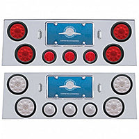 Stainless Steel Rear Center Panel w/ 4 X 10 LED 4" Lights & 3 X 13 LED 2-1/2" Beehive Lights - Red LEDs (Red or Clear Lens)