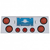 Stainless Steel Rear Center Panel w/ 4 X 12 LED 4" Reflector Lights & 3 X 13 LED 2-1/2" Light - Red LEDs (Red or Clear Lens)