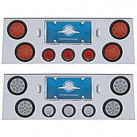 Stainless Steel Rear Center Panel w/ 4 X 12 LED 4" Reflector Lights & 3 X 13 LED 2-1/2" Light - Red LEDs (Red or Clear Lens)