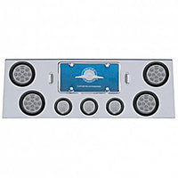 Stainless Steel Rear Center Panel w/ 4 X 12 LED 4" Reflector Lights & 3 X 13 LED 2-1/2" Light - Red LEDs (Red or Clear Lens)