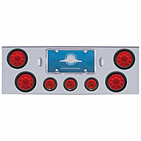 Chrome Rear Center Panel w/ 4 X 10 LED 4" Lights & 3 X 13 LED 2-1/2" Lights - Red LEDs (Red or Clear Lens)