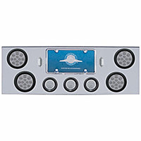 Chrome Rear Center Panel w/ 4 X 12 LED 4" Reflector Lights & 3 X 13 LED 2-1/2" Light & Visors - Red LEDs (Red or Clear Lens)