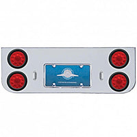 Chrome Rear Center Panel w/ 4 X 10 LED 4" Lights & Grommets - Red LEDs (Red or Clear Lens)
