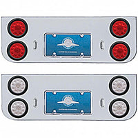 Chrome Rear Center Panel w/ 4 X 10 LED 4" Lights & Grommets - Red LEDs (Red or Clear Lens)