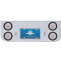 Chrome Rear Center Panel w/ 4 X 10 LED 4" Lights & Grommets - Red LEDs (Red or Clear Lens)