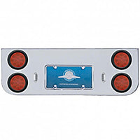 Chrome Rear Center Panel w/ 4 X 12 LED 4" Reflector Lights & Grommets - Red LEDs (Red or Clear Lens)