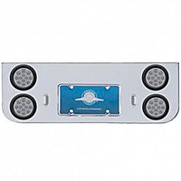 Chrome Rear Center Panel w/ 4 X 12 LED 4" Reflector Lights & Grommets - Red LEDs (Red or Clear Lens)