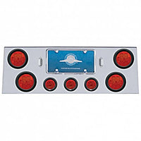 Stainless Steel Rear Center Panel w/ 4 X 7 LED 4" Reflector Lights & 3 X 13 LED 2-1/2" Lights - Red LEDs (Red or Clear Lens)