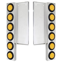 Freightliner Stainless Steel Front Air Cleaner Bracket w/ 12 X 9 LED 2" Reflector Lights - Amber LEDs (Amber or Clear Lens)