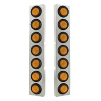 United Pacific - Kenworth Stainless Front Air Cleaner Bracket w/ 14 X 2" Flat Lights & Grommets