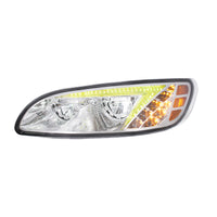 Chrome or Black LED Headlight With Color Changing Position Light Bar For Peterbilt 386 (2005-2015) & 387 (199-2010) (Driver or Passenger Side)