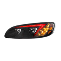 Chrome or Black LED Headlight With Color Changing Position Light Bar For Peterbilt 386 (2005-2015) & 387 (199-2010) (Driver or Passenger Side)