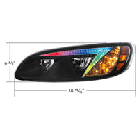 Chrome or Black LED Headlight With Color Changing Position Light Bar For Peterbilt 386 (2005-2015) & 387 (199-2010) (Driver or Passenger Side)