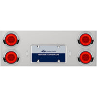 33-3/4" Stainless Rear Center Panel w/ 4 X 16 LED 4" Turbine Lights & Grommets or Visors - Red LEDs (Red Lens)