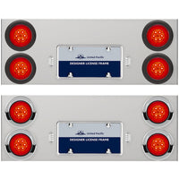 33-3/4" Stainless Rear Center Panel w/ 4 X 16 LED 4" Turbine Lights & Grommets or Visors - Red LEDs (Red Lens)