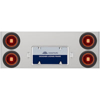 33-3/4" Stainless Rear Center Panel w/ 4 X 13 LED 4" Abyss Lights & Grommets - Red LEDs (Red or Clear Lens)