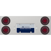 33-3/4" Stainless Rear Center Panel w/ 4 X 13 LED 4" Abyss Lights & Grommets - Red LEDs (Red or Clear Lens)