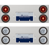 33-3/4" Stainless Rear Center Panel w/ 4 X 13 LED 4" Abyss Lights & Grommets - Red LEDs (Red or Clear Lens)