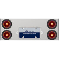 33-3/4" Stainless Rear Center Panel w/ 4 X 13 LED 4" Abyss Lights & Grommets - Red LEDs (Red or Clear Lens)