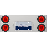 33-3/4" Stainless Rear Center Panel w/ 4 X 16 LED 4" Turbine Lights & Grommets or Visors - Red LEDs (Red Lens)