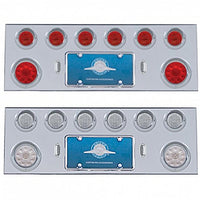 Stainless Steel Rear Center Panel w/ 2 X 10 LED 4" Lights & 6 X 13 LED 2-1/2" Lights & Visor - Red LEDs (Red or Clear Lens)