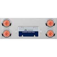 33-3/4" Stainless Rear Center Panel w/ 4 X 10 LED 4" Lights & Visors - Red LEDs (Red or Clear Lens)
