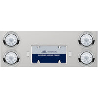 33-3/4" Stainless Rear Center Panel w/ 4 X 10 LED 4" Lights & Visors - Red LEDs (Red or Clear Lens)