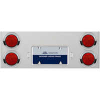 33-3/4" Stainless Rear Center Panel w/ 4 X 7 LED 4" Reflector Lights & Visors - Red LEDs (Red or Clear Lens)