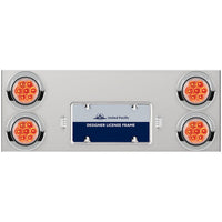 33-3/4" Stainless Rear Center Panel w/ 4 X 7 LED 4" Reflector Lights & Visors - Red LEDs (Red or Clear Lens)
