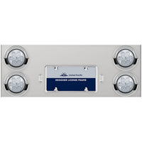 33-3/4" Stainless Rear Center Panel w/ 4 X 7 LED 4" Reflector Lights & Visors - Red LEDs (Red or Clear Lens)