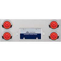 33-3/4" Stainless Rear Center Panel w/ 4 x 21 LED 4" GloLight & Visors - Red LEDs (Red or Clear Lens)