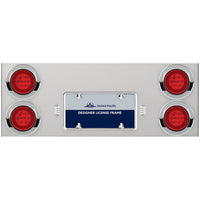 33-3/4" Stainless Rear Center Panel w/ 4 x 21 LED 4" GloLight & Visors - Red LEDs (Red or Clear Lens)