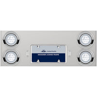 33-3/4" Stainless Rear Center Panel w/ 4 x 21 LED 4" GloLight & Visors - Red LEDs (Red or Clear Lens)